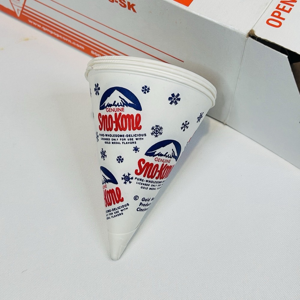 Genuine Sno-Kone Paper Cone Cups Retro Style Full 200ct Sleeve No. 6-SK